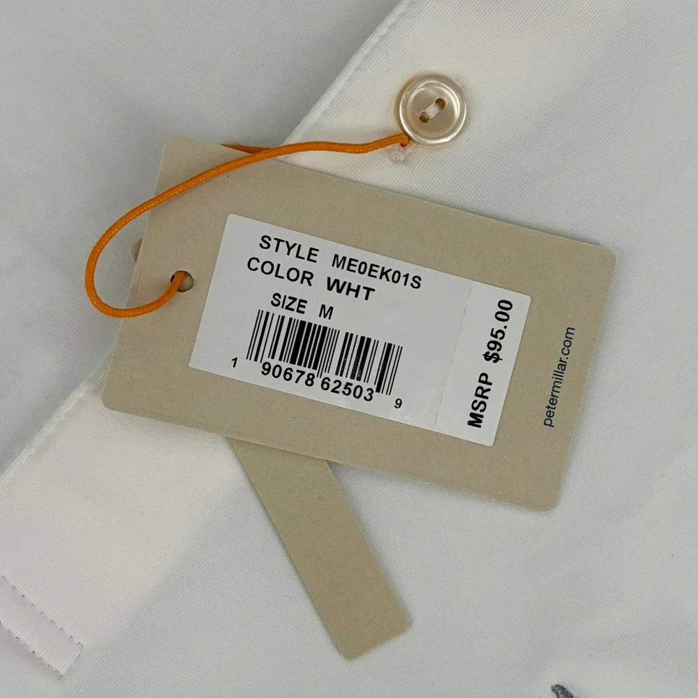 Peter Millar Polo Shirt Mens M White Dewars Embroidered Crown Sport Career Work - Picture 5 of 8